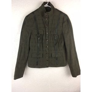 W By Worth Jacket Army Green Plaid SZ 6